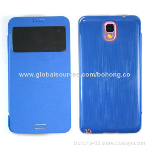 Folio Cases for Samsung N9000, Original Laminated PU Grain with Drawing Line Grain PC Bottom Mirror